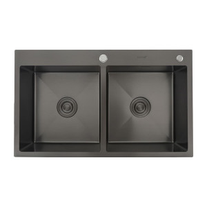 Мойка кухонная Gappo GS8350-6 стальная две чаши черная 830*500*215 мм