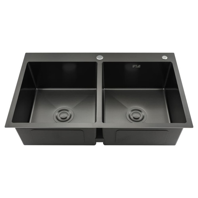 Мойка кухонная Gappo GS8350-6 стальная две чаши черная 830*500*215 мм