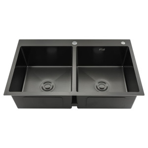 Мойка кухонная Gappo GS8350-6 стальная две чаши черная 830*500*215 мм
