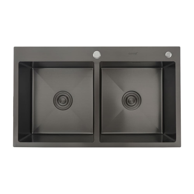 Мойка кухонная Gappo GS8350-6 стальная две чаши черная 830*500*215 мм