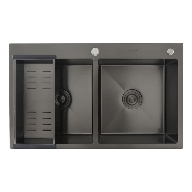 Мойка кухонная Gappo GS8350-6 стальная две чаши черная 830*500*215 мм