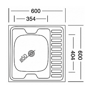 Мойка кухонная КромРус EC-409 чаша левая 60*60 мм