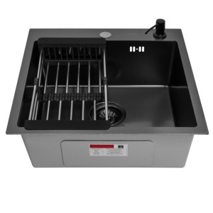 Мойка Astra Black Decor 500*500 мм с коландером и дозатором