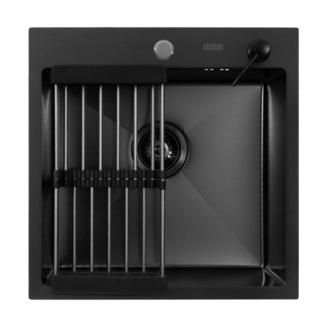 Мойка Astra Black Decor 500*500 мм с коландером и дозатором