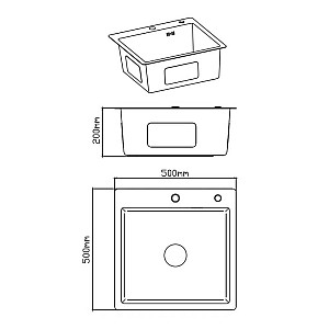 Кухонная мойка с PVD покрытием DS5050BL 500*500*200 мм