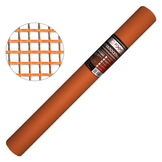 Стеклосетка штукатурная Fixar ССШ-160 5*5 мм разрыв 2000 1*5 м оранжевая