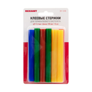 Стержни клеевые Rexant 09-1230 цветные 11.3*100 мм 12 шт