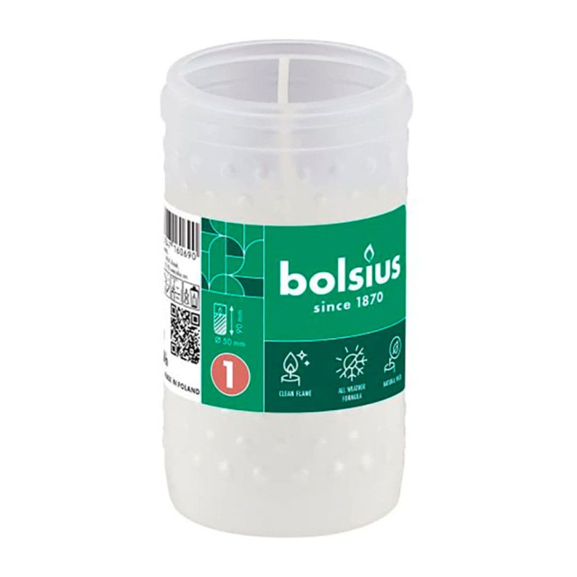Свеча вставка Bolsius RPI ритуальная парафиновая белый