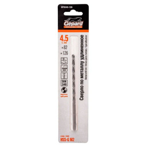 Сверло по металлу Gepard GP0345-126 HSS-G удлиненное 4.5*82*126 мм