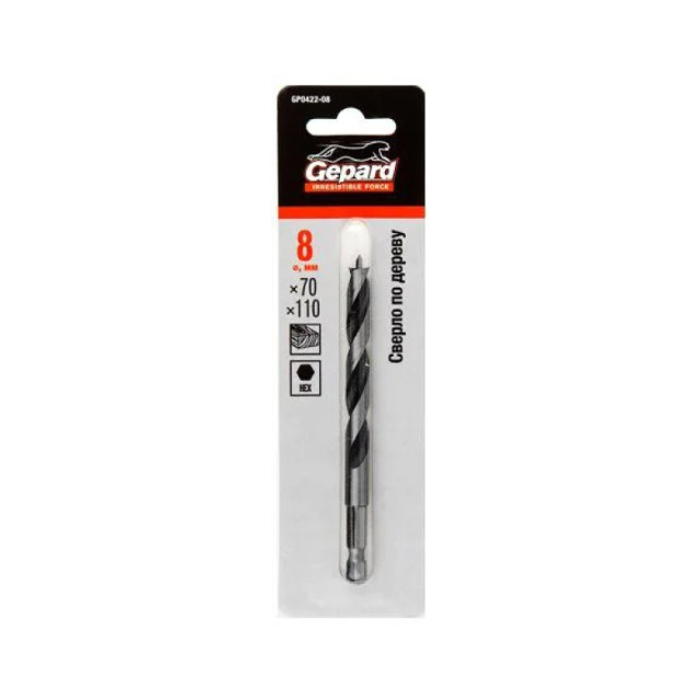 Сверло по дереву Gepard GP0422-08 корона 8*70*110 мм