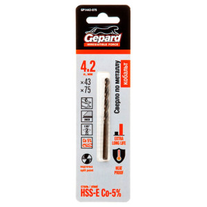 Сверло по металлу Gepard GP1442-075 HSS-Co 4.2*43*75 мм