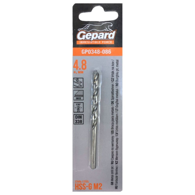 Сверло по металлу Gepard GP0348-086 HSS-G 4.8*52*86 мм