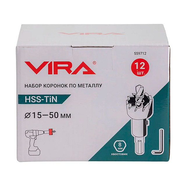 Набор коронок VIRA 559712 по металлу 15-50 мм 12 шт