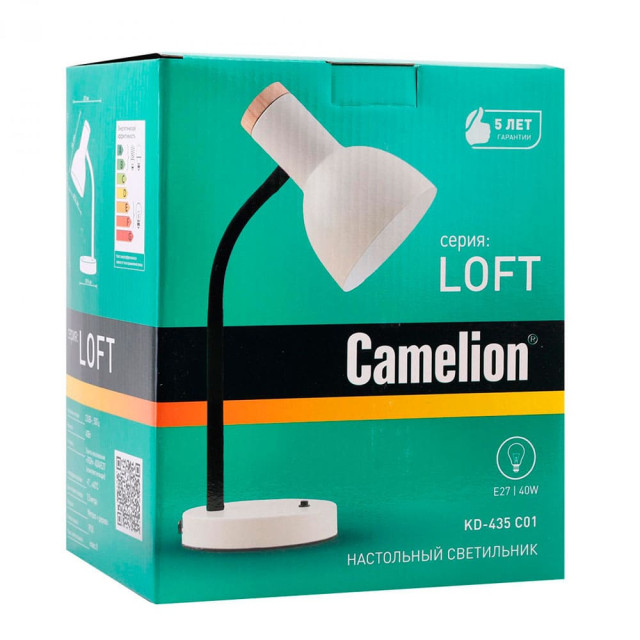 Светильник настольный Camelion KD-435 C01 Е27 молочный