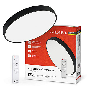 Светильник светодиодный In Home Scandy Simple-95RCB с пультом ДУ 95Вт 230В 3000-6500K 7600Лм 500*50 мм черный