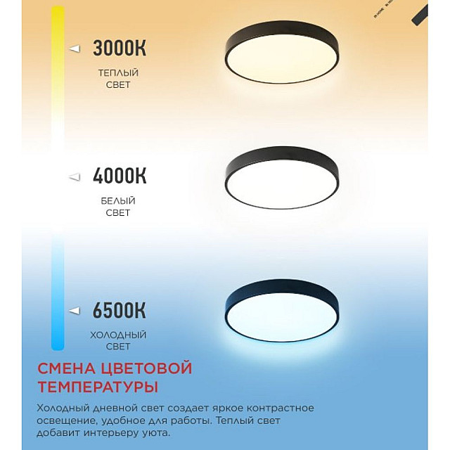 Светильник светодиодный In Home Scandy Simple-95RCB с пультом ДУ 95Вт 230В 3000-6500K 7600Лм 500*50 мм черный