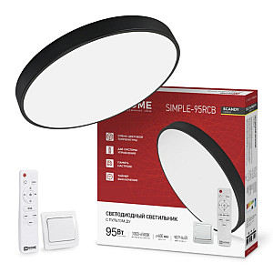 Светильник светодиодный In Home Scandy Simple-95RCB с пультом ДУ 95Вт 230В 3000-6500K 7600Лм 400*50 мм черный