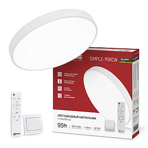 Светильник светодиодный In Home Scandy Simple-95RCB с пультом ДУ 95Вт 230В 3000-6500K 7600Лм 400*50 мм белый