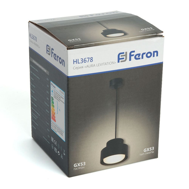Светильник потолочный Feron Aura Levitation HL3678 48409 на подвесе GX53 12W 230V 75*110 мм черный