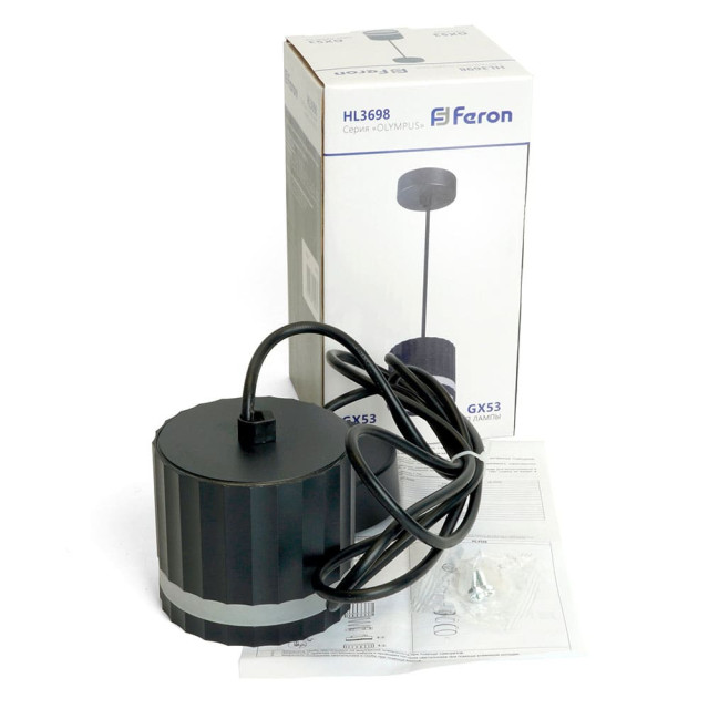 Светильник потолочный Feron Olympus Levitation HL3698 48684 на подвесе GX53 12W 230V 85*75 мм черный