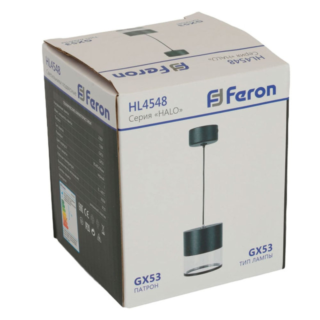 Светильник потолочный Feron Halo Levitation HL4548 48749 на подвесе GX53 12W 230V 85*88 мм черный