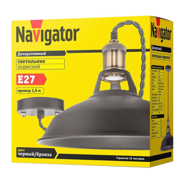 Светильник Navigator 61 535 NIL-WF01-008-E27 черный/бронза