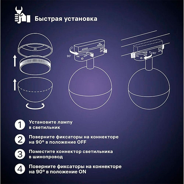 Светильник трековый REV Ritter Artline 59925 2 поворотный шар 100*100*75 мм GX53 230В пластик белый
