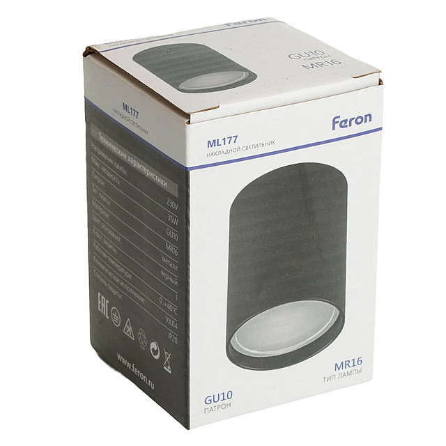 Светильник потолочный Feron ML177 40513 MR16 35W 230V черный с клеммой в комплекте