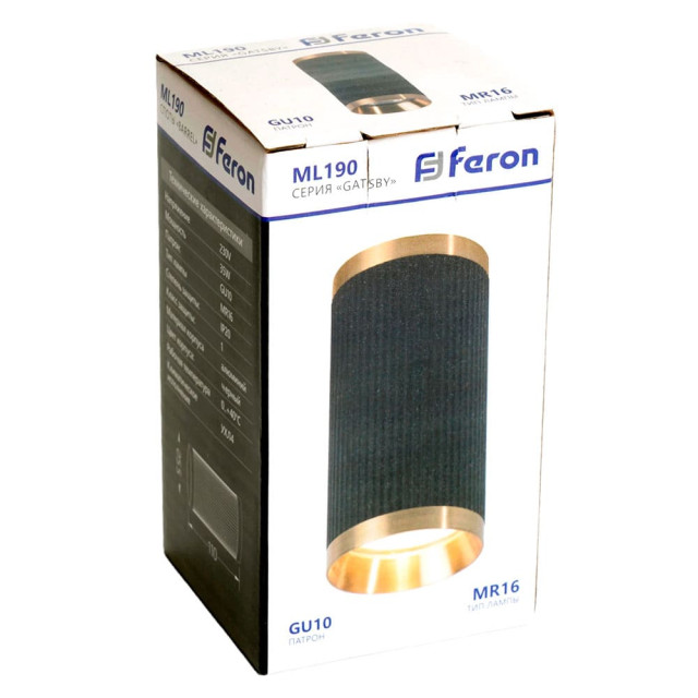 Светильник потолочный Feron Gatsby ML190 48851 MR16 35W 230V черный + античное золото
