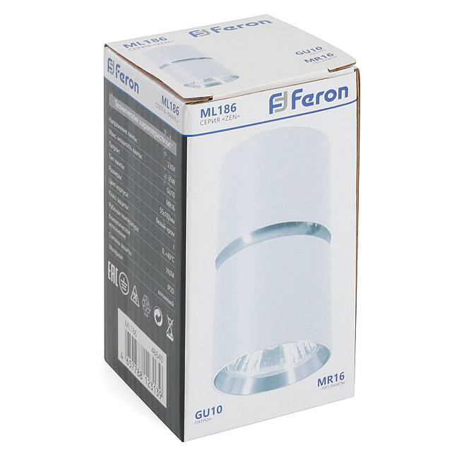 Светильник потолочный Feron Barrel Zen ML186 48640 MR16 35W 230V GU10 белый хром