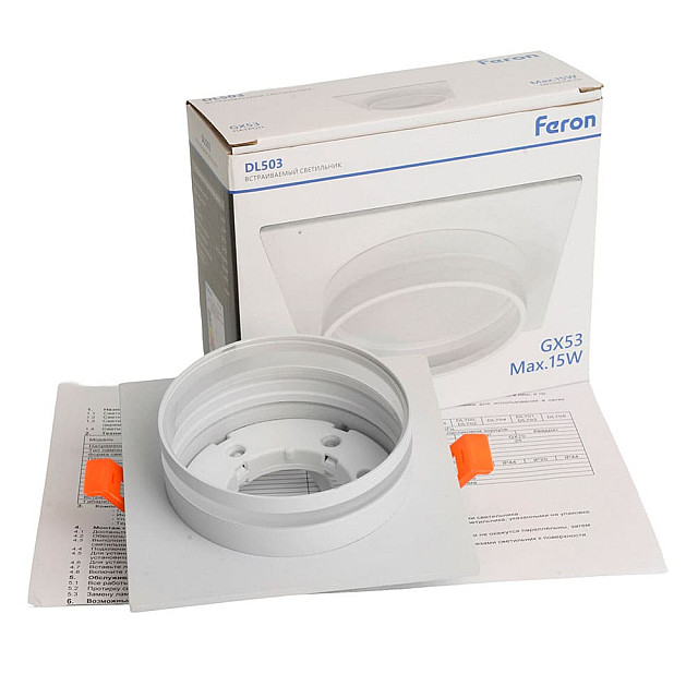 Светильник встраиваемый Feron Luna DL503 51091 15W 230V GX53 белый квадрат без лампы