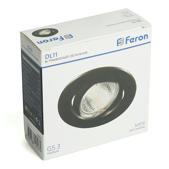 Светильник встраиваемый Feron DL11 48466 MR16 50W G5.3 черный матовый