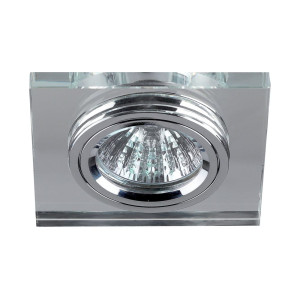Светильник точечный Эра DK8 C0043740 CH/WH MR16 12V/220V 50W декор стекло квадрат хром/зеркальный