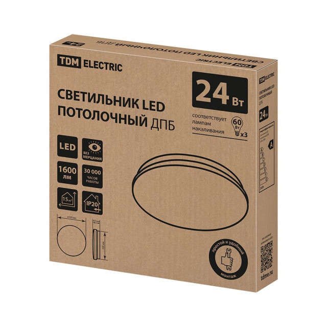 Светильник потолочный TDM Electric Классика ДПБ 01 SQ0329-9014 24Вт 6000К
