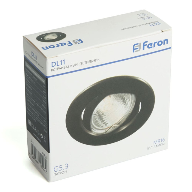 Светильник встраиваемый Feron DL11 48466 MR16 50W G5.3 черный матовый