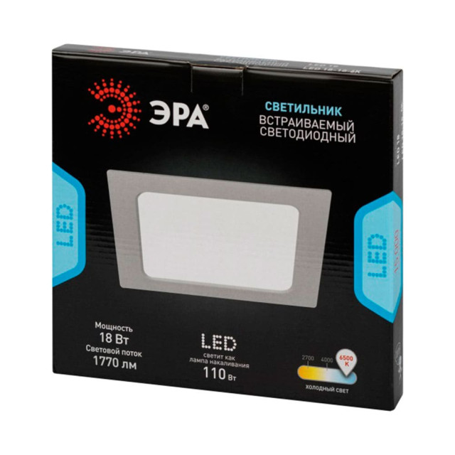 Светильник встраиваемый Эра LED 18-18-6K Б0057446 18Вт 6500К квадратный