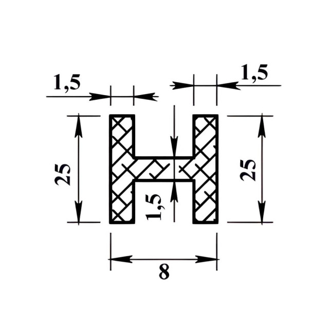 Двутавр алюминиевый ПилотПро 02478 25*8*25*1.5 мм 1 м