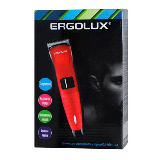 Триммер для волос и бороды Ergolux ELX-HT01-C43 красный