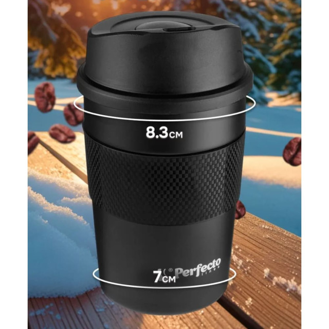 Термокружка для кофе Perfecto Linea нержавеющая сталь черная 380 мл