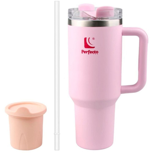 Термокружка Perfecto Linea Styley delicate rose 27-120011 c трубочкой нержавеющая сталь 1180 мл