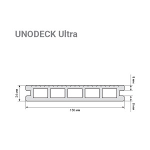 Террасная доска RusDecking UnoDeck Ultra 150*24*3000 мм орех