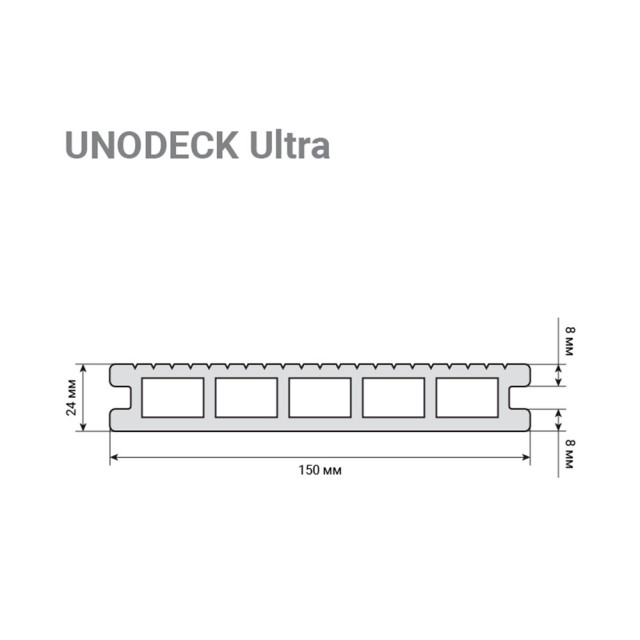 Террасная доска RusDecking UnoDeck Ultra 150*24*3000 мм орех
