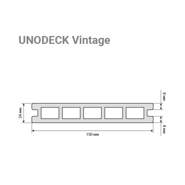 Террасная доска RusDecking UnoDeck Vintage 150*24*4000 мм венге