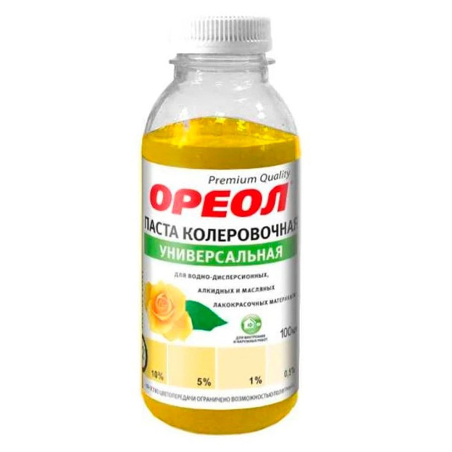 Паста колеровочная Ореол №02 универсальная желтый 100 мл