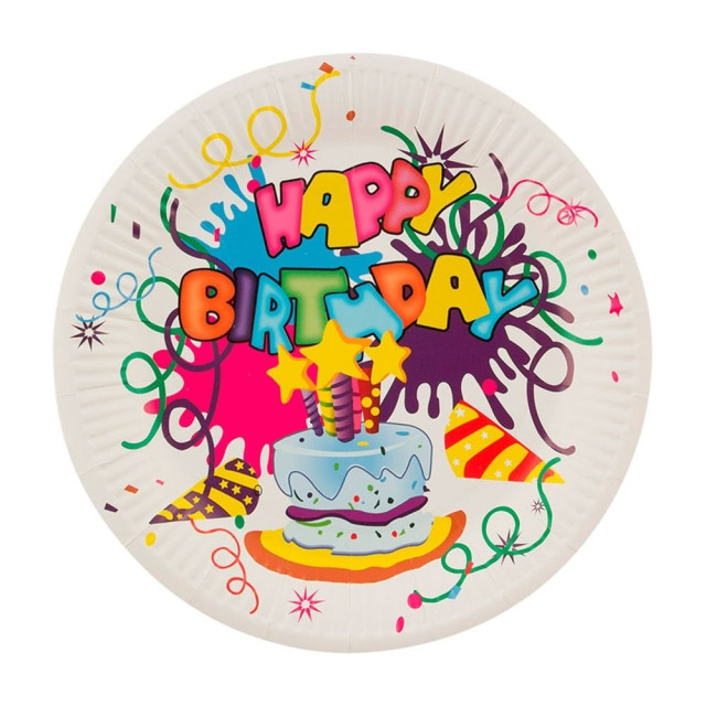 Набор бумажных тарелок Волшебная страна Happy Birthday 007149 23 см 6 шт