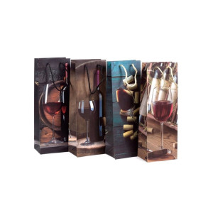 Пакет подарочный для бутылки PK15033 бумажный 12.5*36*8 см