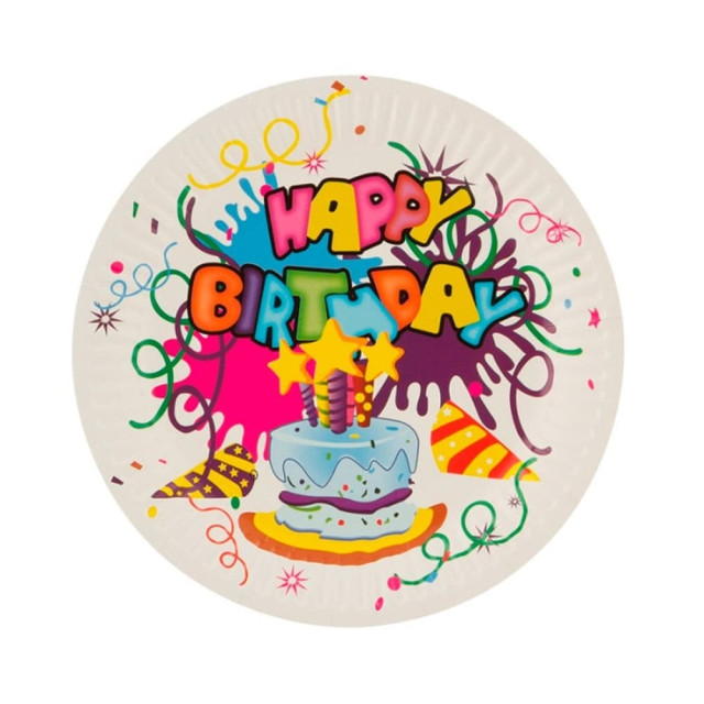 Набор бумажных тарелок Волшебная страна Happy Birthday 007148 18 см 6 шт