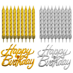 Свечи для торта МультиДом Happy Birthday VL5-239 10 шт + топпер