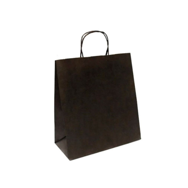 Пакет бумажный Aviora с кручеными ручками 240*140*280 мм черный