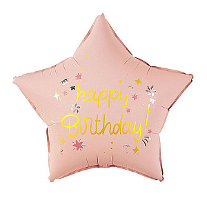 Шар Звезда Happy Birthday 26929 праздничные искры розовый